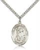 Sterling Silver St. Adrian of Nicomedia Pendant, Stainless Silver Heavy Curb Chain, Large Size Catholic Medal, 1" x 3/4"