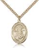 Gold Filled St. Catherine of Bologna Pendant, Stainless Gold Heavy Curb Chain, Large Size Catholic Medal, 1" x 3/4"