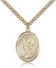 Gold Filled St. John Chrysostom Pendant, Stainless Gold Heavy Curb Chain, Large Size Catholic Medal, 1" x 3/4"