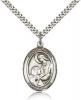 Sterling Silver St. Paula Pendant, Stainless Silver Heavy Curb Chain, Large Size Catholic Medal, 1" x 3/4"