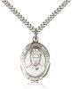 Sterling Silver St. Joseph Pendant, Stainless Silver Heavy Curb Chain, Large Size Catholic Medal, 1" x 3/4"