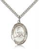 Sterling Silver St. Josemaria Escriva Pendant, Stainless Silver Heavy Curb Chain, Large Size Catholic Medal, 1" x 3/4"
