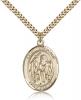 Gold Filled St. Polycarp of Smyrna Pendant, Stainless Gold Heavy Curb Chain, Large Size Catholic Medal, 1" x 3/4"
