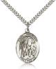 Sterling Silver St. Polycarp of Smyrna Pendant, Stainless Silver Heavy Curb Chain, Large Size Catholic Medal, 1" x 3/4"