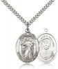 Sterling Silver Divine Mercy Pendant, SN Heavy Curb Chain, Large Size Catholic Medal, 1" x 3/4"