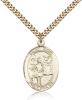 Gold Filled St. Vitus Pendant, SG Heavy Curb Chain, Large Size Catholic Medal, 1" x 3/4"