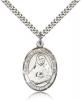 Sterling Silver St. Rose Philippine Pendant, Stainless Silver Heavy Curb Chain, Large Size Catholic Medal, 1" x 3/4"