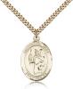Gold Filled St. Uriel Pendant, SG Heavy Curb Chain, Large Size Catholic Medal, 1" x 3/4"