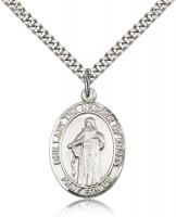 Sterling Silver Our Lady of Knots Pendant, SN Heavy Curb Chain, Large Size Catholic Medal, 1" x 3/4"
