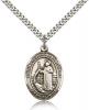Sterling Silver St. Raymond of Penafort Pendant, SN Heavy Curb Chain, Large Size Catholic Medal, 1" x 3/4"
