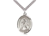 Sterling Silver St. Drogo Pendant, SN Heavy Curb Chain, Large Size Catholic Medal, 1" x 3/4"