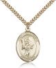 Gold Filled St. Christopher/Baseball Pendant, SG Heavy Curb Chain, Large Size Catholic Medal, 1" x 3/4"