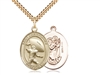 Gold Filled St. Christpher / Football Pendant, SG Heavy Curb Chain, Large Size Catholic Medal, 1" x 3/4"