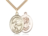 Gold Filled St. Christopher/Soccer Pendant, SG Heavy Curb Chain, Large Size Catholic Medal, 1" x 3/4"