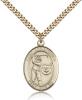Gold Filled St. Christopher/Golf Pendant, SG Heavy Curb Chain, Large Size Catholic Medal, 1" x 3/4"