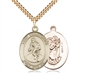 Gold Filled St. Christopher/Wrestling Pendant, SG Heavy Curb Chain, Large Size Catholic Medal, 1" x 3/4"