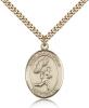 Gold Filled St. Christopher/Track&Field Pendant, SG Heavy Curb Chain, Large Size Catholic Medal, 1" x 3/4"