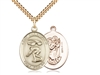 Gold Filled St. Christopher/Swimming Pendant, SG Heavy Curb Chain, Large Size Catholic Medal, 1" x 3/4"