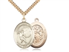 Gold Filled St. Sebastian / Soccer Pendant, SG Heavy Curb Chain, Large Size Catholic Medal, 1" x 3/4"