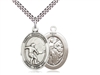 Sterling Silver St. Sebastian / Soccer Pendant, SN Heavy Curb Chain, Large Size Catholic Medal, 1" x 3/4"