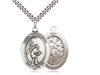 Sterling Silver St. Sebastian / Tennis Pendant, SN Heavy Curb Chain, Large Size Catholic Medal, 1" x 3/4"
