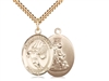 Gold Filled Guardian Angel/Basketball Pendant, SG Heavy Curb Chain, Large Size Catholic Medal, 1" x 3/4"