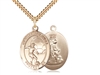 Gold Filled Guardian Angel/Soccer Pendant, SG Heavy Curb Chain, Large Size Catholic Medal, 1" x 3/4"