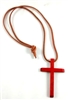 Wood Cross on Leather Cord