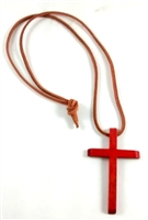 Wood Cross on Leather Cord