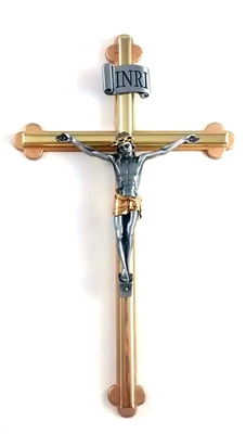 6" Tutone Crucifix with Oriental Edges NC130TT