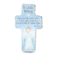Blue Childs Blessing Metal Cross (SIM143)