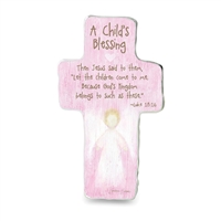 Pink Childs Blessing Metal Cross (SIM144)