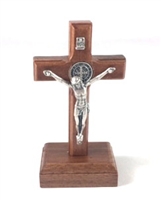 3.5" Standing Silver Saint Benedict Crucifix W979