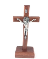 5.5" Standing Saint Benedict Crucifix with Pewter-Tone Corpus W661