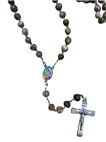Mother Teresa Job's Tears Rosary with Mother Teresa Center-Piece R394