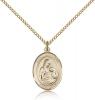 Gold Filled St. Ann Pendant, Gold Filled Lite Curb Chain, Medium Size Catholic Medal, 3/4" x 1/2"