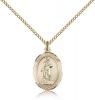 Gold Filled St. Barbara Pendant, Gold Filled Lite Curb Chain, Medium Size Catholic Medal, 3/4" x 1/2"