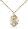Gold Filled St. Boniface Pendant, Gold Filled Lite Curb Chain, Medium Size Catholic Medal, 3/4" x 1/2"