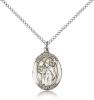 Sterling Silver St. Boniface Pendant, Sterling Silver Lite Curb Chain, Medium Size Catholic Medal, 3/4" x 1/2"