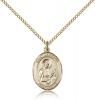 Gold Filled St. Camillus of Lellis Pendant, Gold Filled Lite Curb Chain, Medium Size Catholic Medal, 3/4" x 1/2"