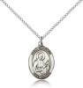 Sterling Silver St. Camillus of Lellis Pendant, Sterling Silver Lite Curb Chain, Medium Size Catholic Medal, 3/4" x 1/2"