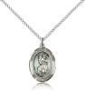 Sterling Silver St. Christopher Pendant, Sterling Silver Lite Curb Chain, Medium Size Catholic Medal, 3/4" x 1/2"