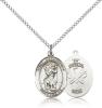 Sterling Silver St. Christopher / Nat'l Guard Pend, Sterling Silver Lite Curb Chain, Medium Size Catholic Medal, 3/4" x 1/2"