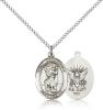Sterling Silver St. Christopher / Navy Pendant, Sterling Silver Lite Curb Chain, Medium Size Catholic Medal, 3/4" x 1/2"