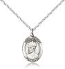 Sterling Silver St. Edward the Confessor Pendant, Sterling Silver Lite Curb Chain, Medium Size Catholic Medal, 3/4" x 1/2"