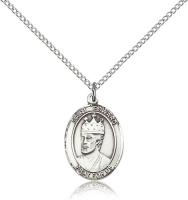 Sterling Silver St. Edward the Confessor Pendant, Sterling Silver Lite Curb Chain, Medium Size Catholic Medal, 3/4" x 1/2"