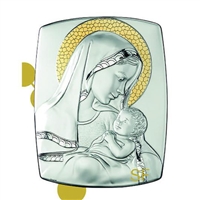 Mother and Child Sterling Silver on Wood Plaque C-890-MB