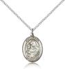Sterling Silver St. Clare of Assisi Pendant, Sterling Silver Lite Curb Chain, Medium Size Catholic Medal, 3/4" x 1/2"