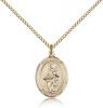 Gold Filled St. Jane of Valois Pendant, Gold Filled Lite Curb Chain, Medium Size Catholic Medal, 3/4" x 1/2"