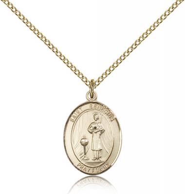 Gold Filled St. Genesius of Rome Pendant, Gold Filled Lite Curb Chain, Medium Size Catholic Medal, 3/4" x 1/2"
